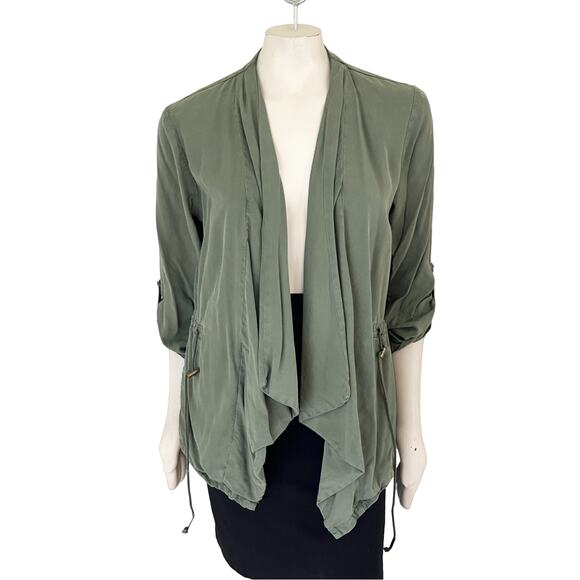 SANCTUARY Draped Front Chambray Anorak Jacket in Army Green  SZ M - Picture 9 of 9
